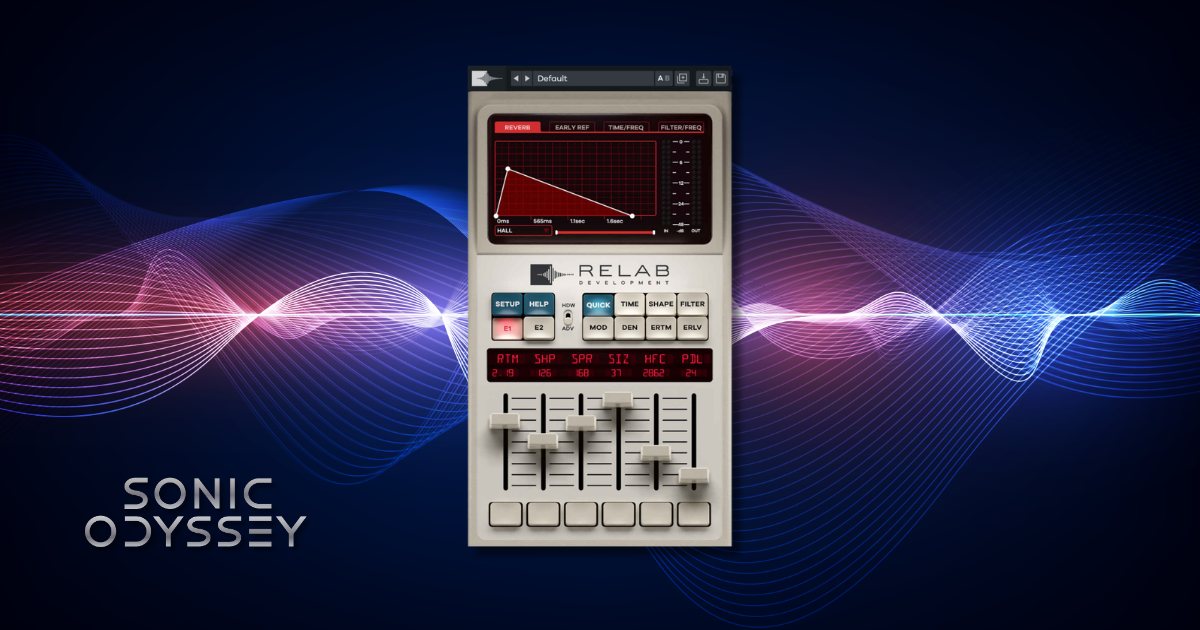 Interface of Relab LX480 Dual Engine Reverb modeled after the classic Lexicon 480L with advanced parameter controls and graphical editing.