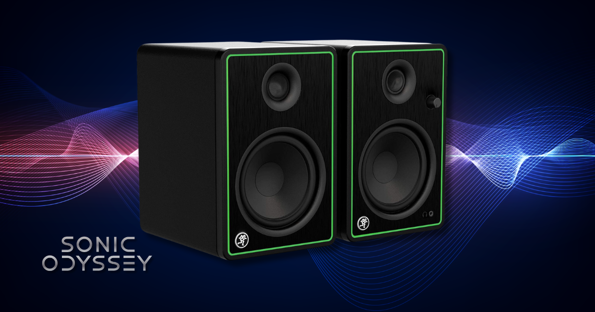 Pair of Mackie CR5-X budget studio monitor speakers designed for beginner home studio music production setups