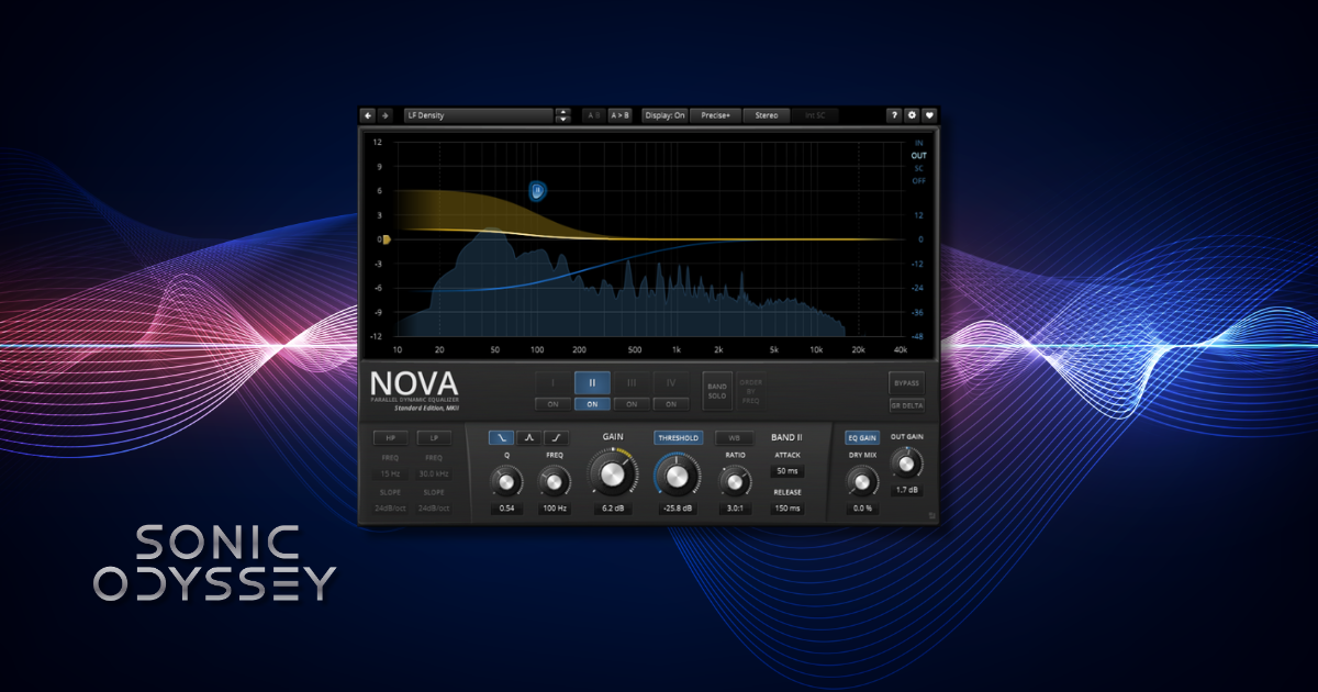 TDR Nova dynamic EQ plugin interface showing parametric bands and spectrum analyzer used for mixing and mastering.